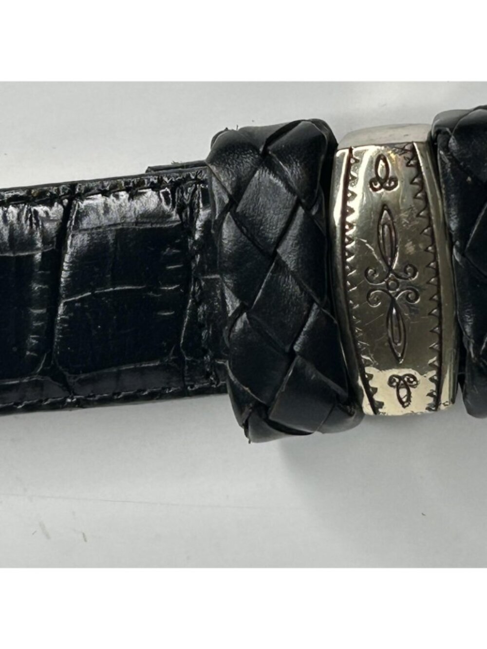 Brighton Belt Womens Large Black Leather Silver Western Concho Buckle 24703 - Picture 5 of 14